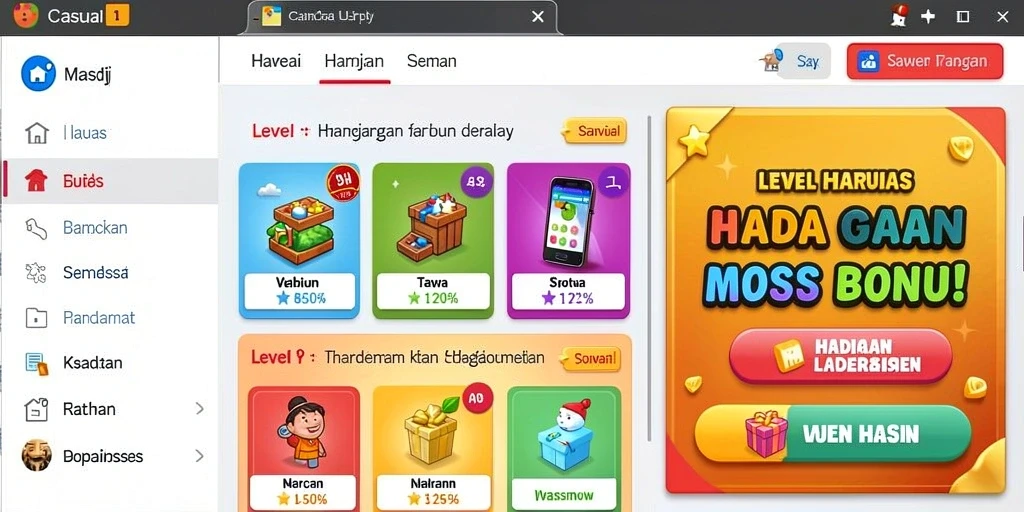 Tantangan level yang semakin sulit di setiap langkah.
